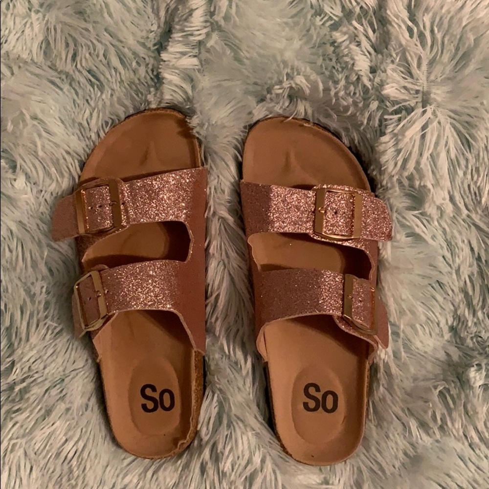 SO Rose Gold Glitter sandals
